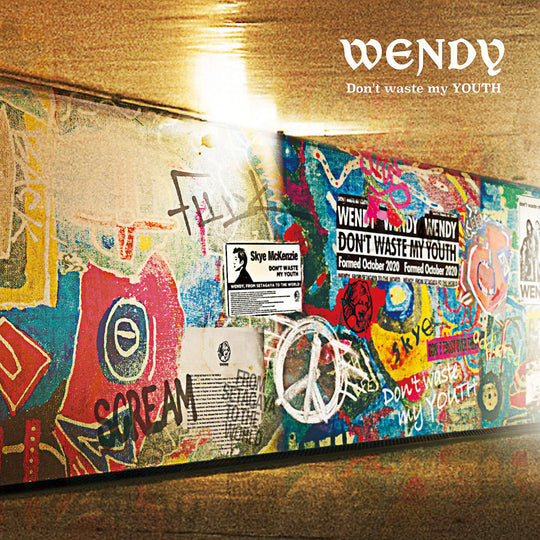 WENDY Don't waste my YOUTH album cover, featuring a wall with graffiti about WENDY and singer Skye McKenzie