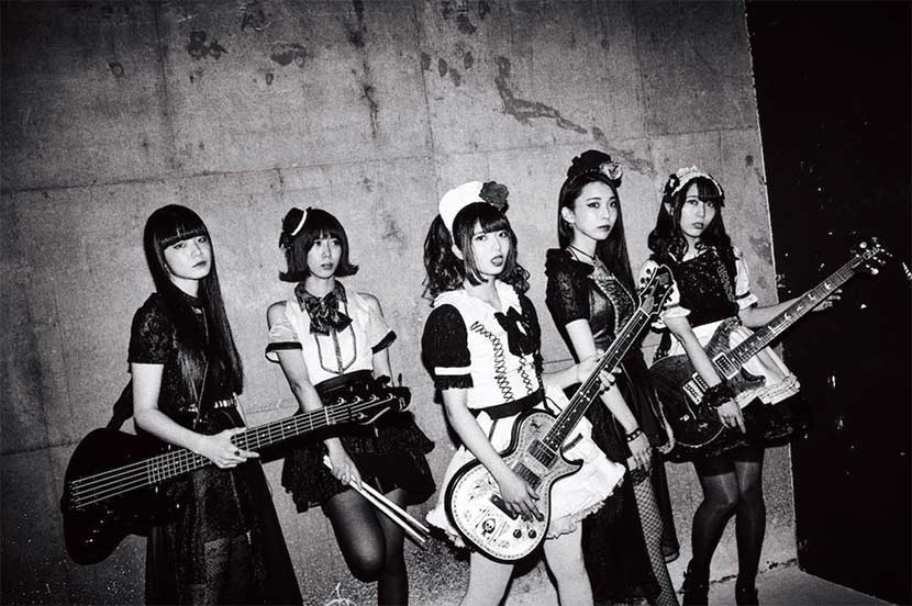 Band-Maid pic. Misa, Akane, Miku, Saki, Kanami. Japanese girl rock band // JPU Records