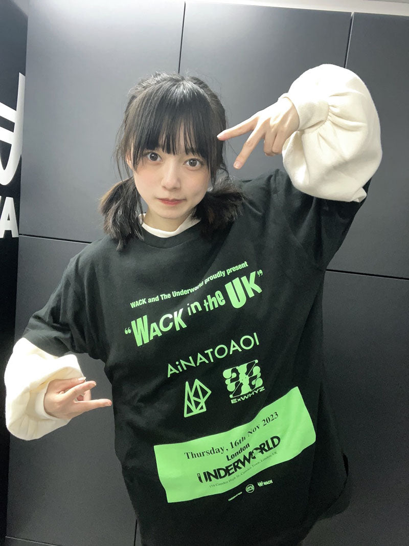 WACK in the UK shirt (front) featuring AiNATOAOI, ASP and ExWHYZ logos