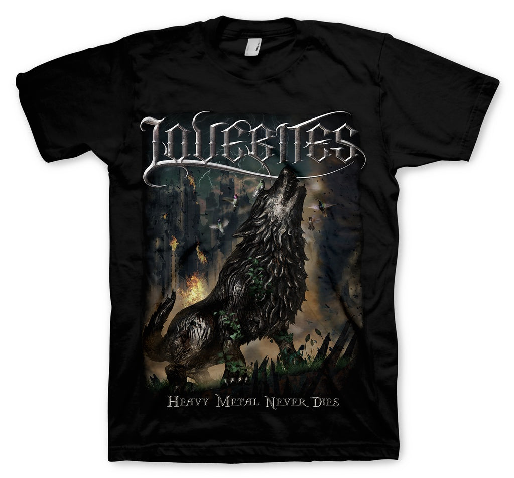LOVEBITES Heavy Metal Never Dies tshirt (front)
